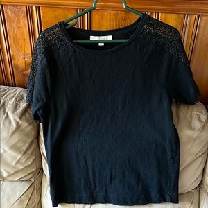 LOFT Black Crew Neck Short Sleeve T-Shirt